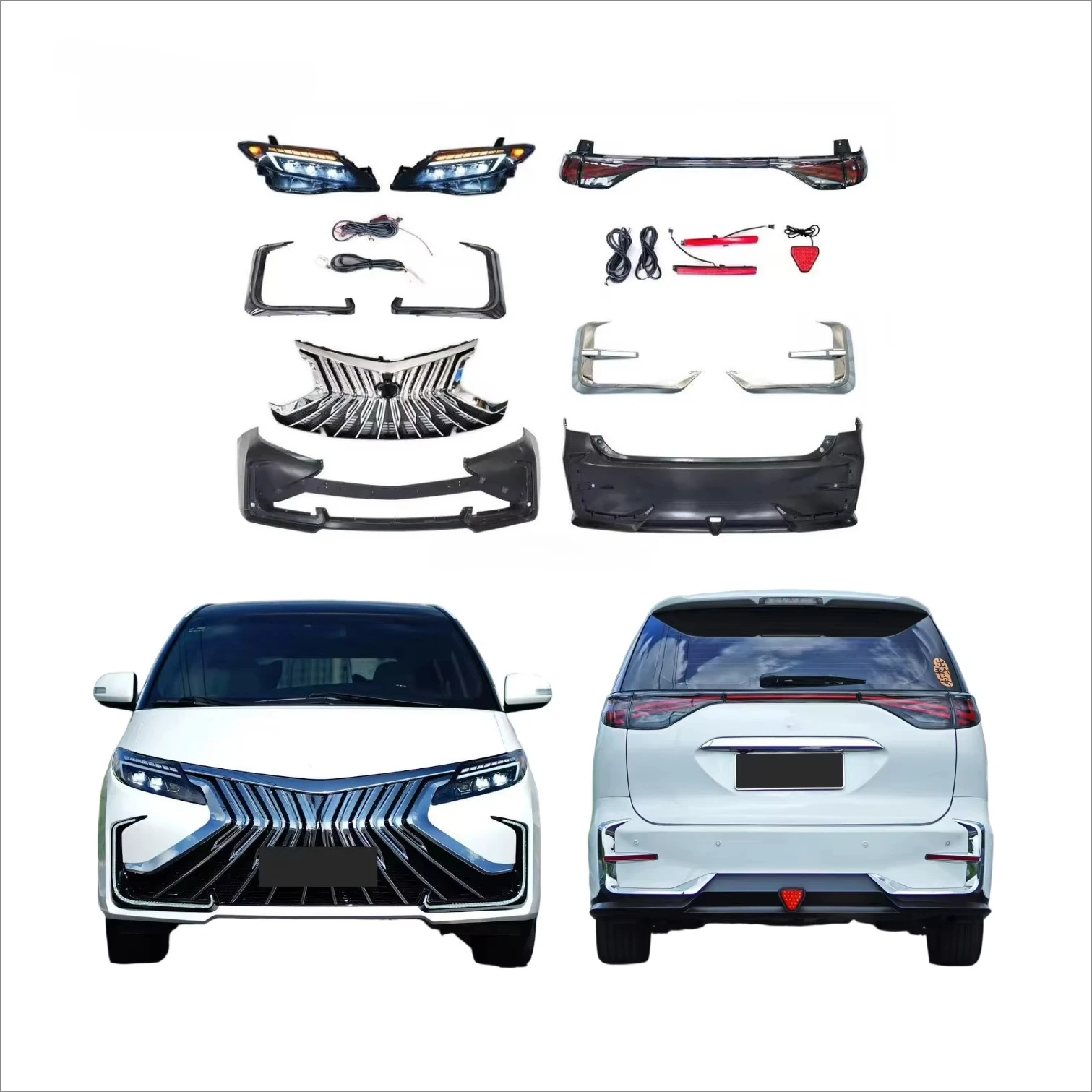 Body Kits for Toyo-ta Previa Estima Bodykit 2006-2016 Facelift PP Front Bumper Led Head Lights Tail Lights New Grille Design