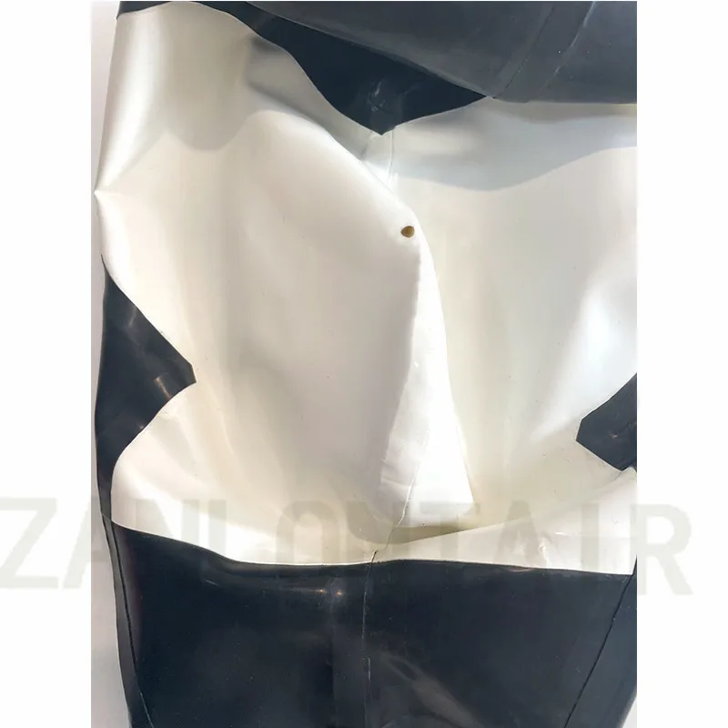 Lingerie Sexy exotique faite à la main, visage blanc, fermeture éclair au dos, masque à capuche dramatique en Latex, taille personnalisée, uniforme de fête, Costume Zentai