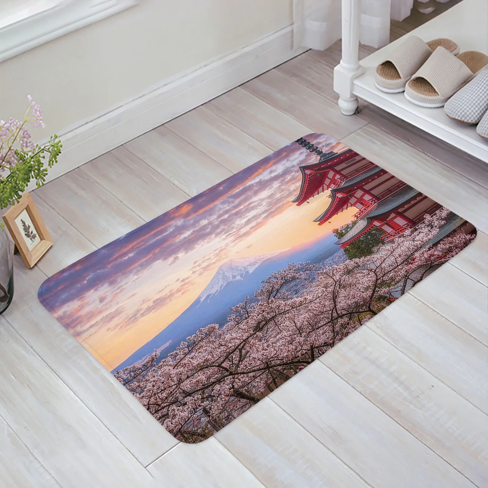 Japan Mount Fuji Cherry Blossom Home Doormat Decoration Flannel Soft Living Room Carpet Kitchen Balcony Rugs Bedroom Floor Mat