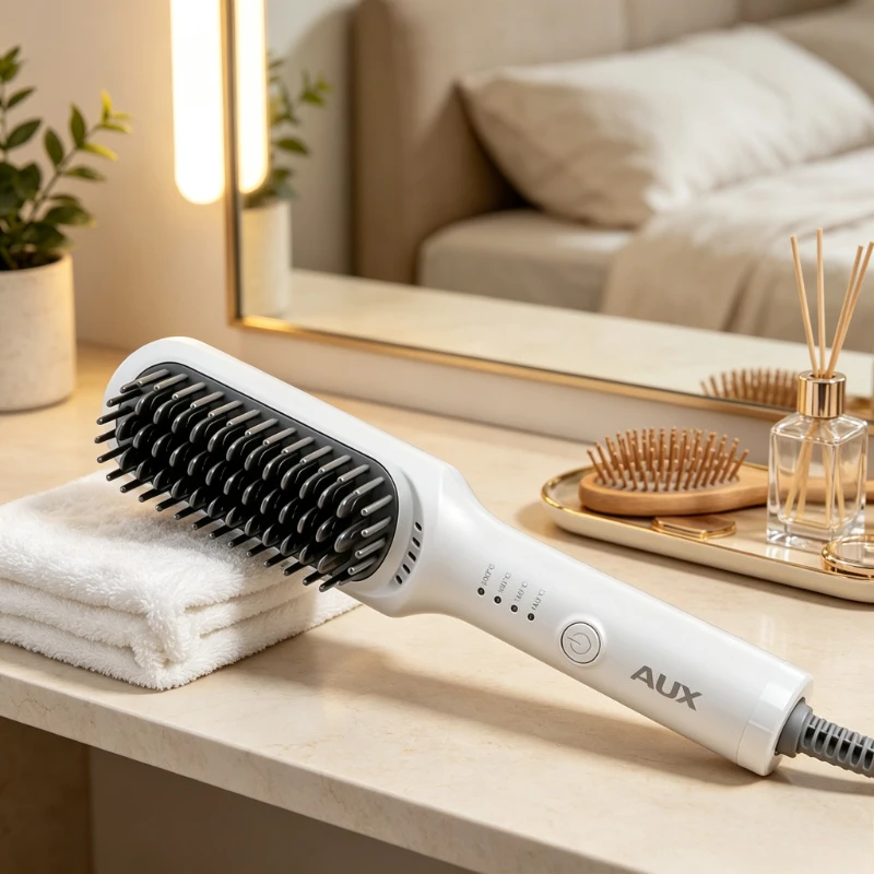 30mm Heated Straightening Brush Ceramic Glaze Negative Ion Hair Styler for Bangs Short Hair Volume Curl Home 헤어 스트레이트너 브러시