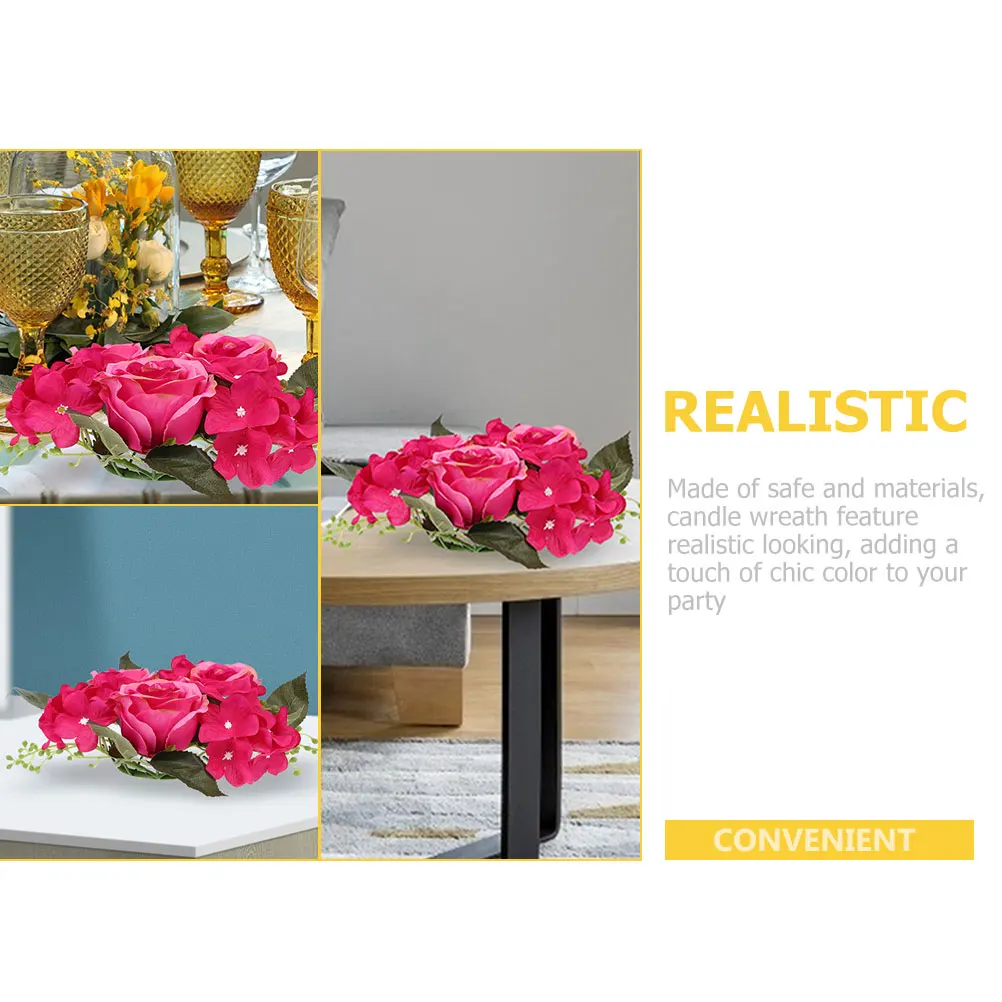 

3pcs Artificial Rose Rings Wreath For Wedding Party Table Home Decor Light Portable Chic Realistic Exquisite Romantic