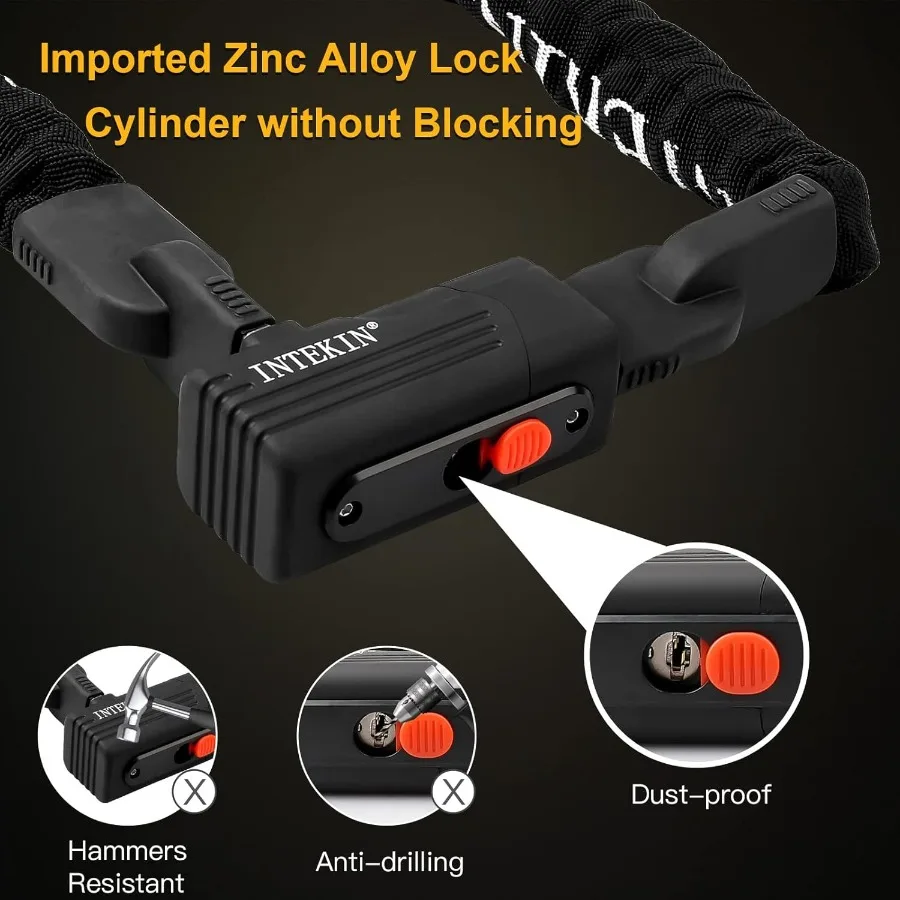 Heavy Duty 3FT 4FT 5FT Bike Chain Lock with 8mm 10mm Thicker Chain for Enhanced AntiTheft Protection Includes 3 Keys Ideal for