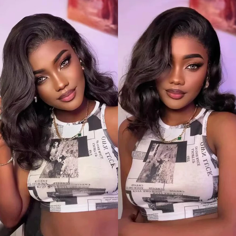 

Glueless Natural Body Wave Bob Wig Brazilian Human Hair 13x4 13x6 HD Lace Front Wig Wear and Go Curly Short Bob For Black Women