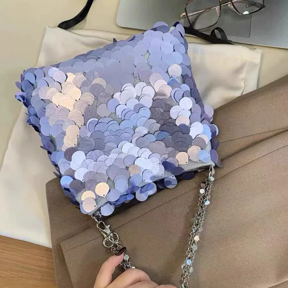 Women's Fashion Shiny Sequins Handbags Spring Summer New Trendy Banquet Party Hand-Held Bag High Grade Delicate Dating Bags