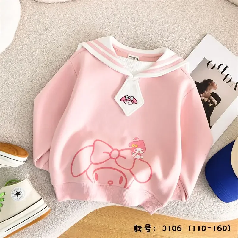 New Cinnamoroll Kuromi Anime Kawaii Sanrio Casual Hoodie Cute My Melody Cartoon Children Long Sleeve Clothing Gifs for Girls