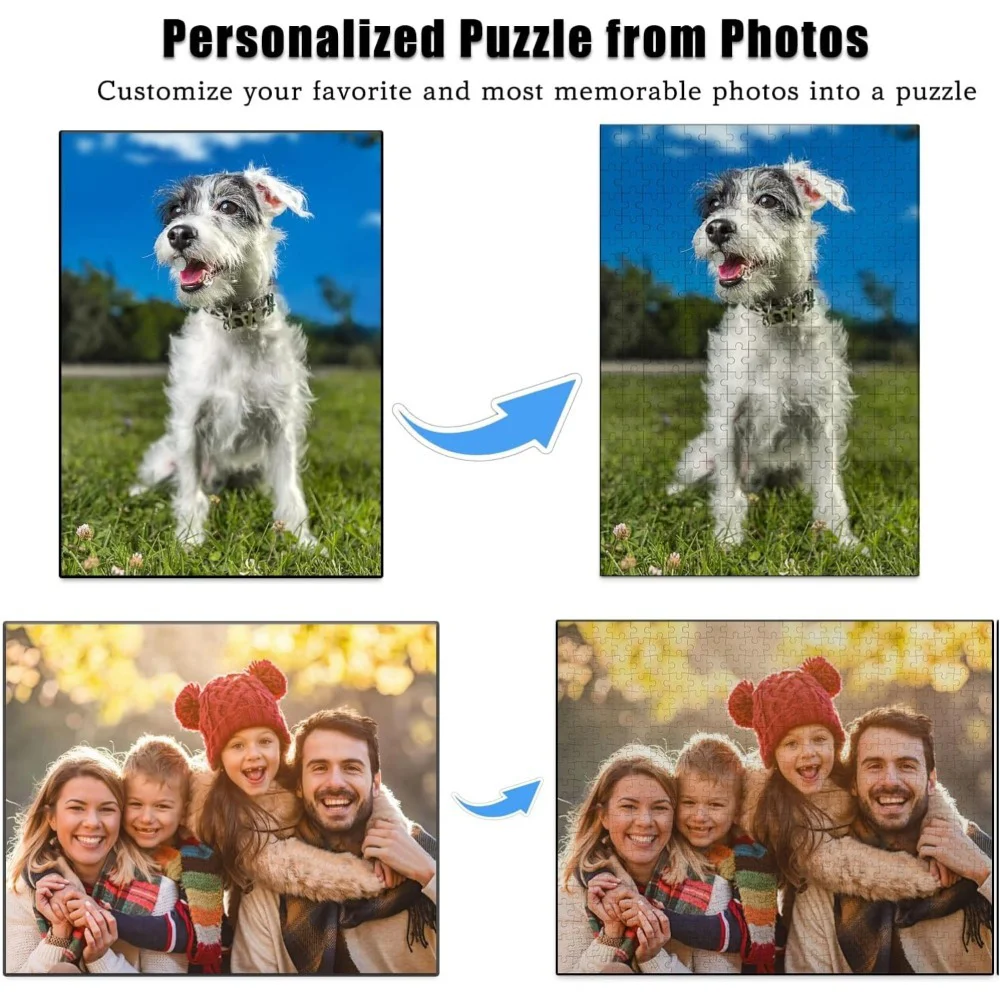 맞춤형 사진 퍼즐 1000조각, DIY 수공예품, 가족 사진, 애완동물, 여행, 결혼식, 프로포즈, 생일, 기념일, 성인을 위한 특별한 선물, 홈 데코레이션, 장난감 및 게임, 종이 퍼즐
