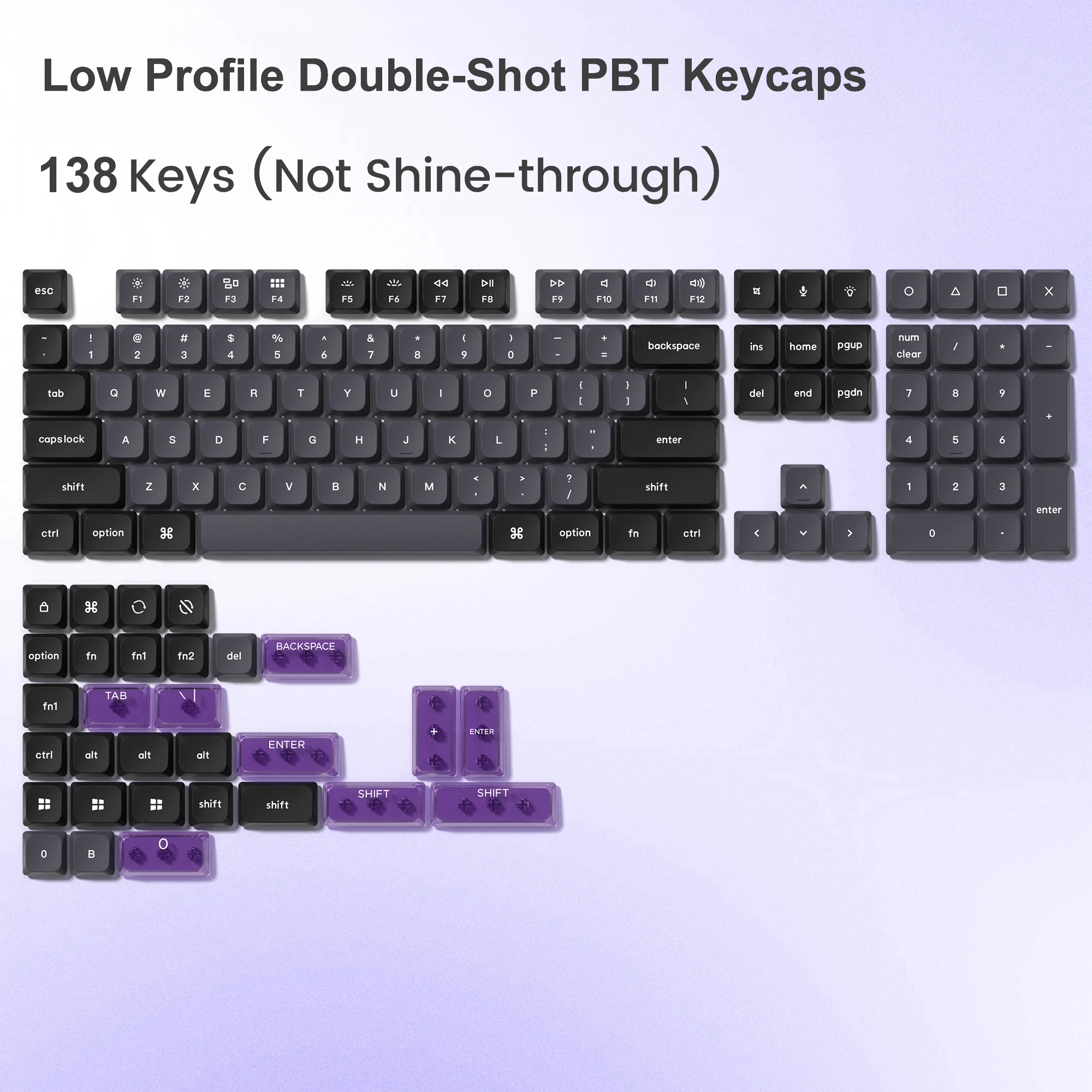 138 Key Low Profile Black Grey PBT Keycap Horizon Keycap for Gateron MX Gamer Mechanical Keyboard with Work US and UK layout