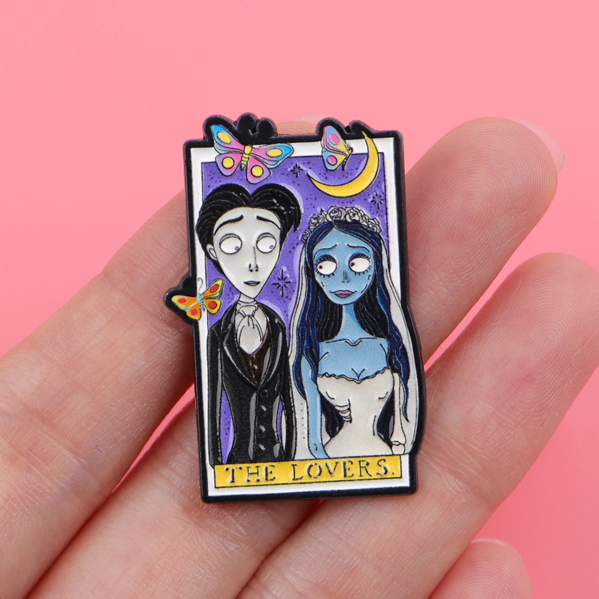 THE LOVERS Tarot Enamel Pin Horror Movie Bride Badges on Backpack Women's Brooches Hat Lapel Pins Cosplay Accessories Gifts