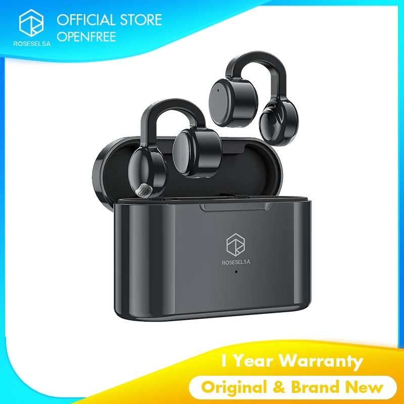 

ROSESELSA OpenFree Open Ear Earbuds Wireless Bluetooth Ear Clip Headphones Lightweight Comfort Earbuds Design Fit Sports Running