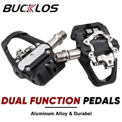 BUCKLOS Bike Pedal Dual Function Bicycle Platform Pedal Road Mountain Bike Cycling Pedal for SPD/LOOK DELTA System Cliples Pedal
