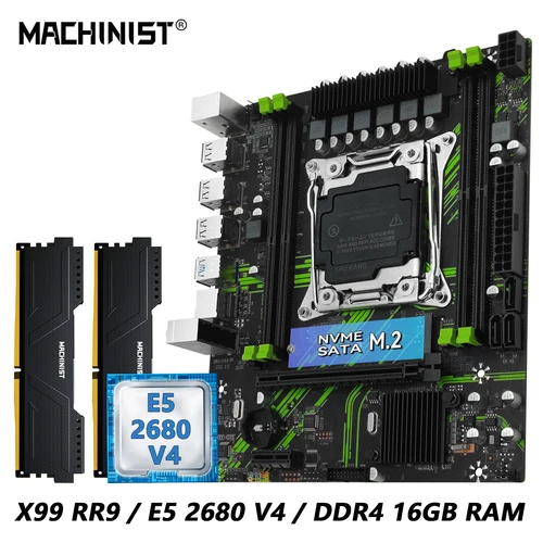 Imagen 1 del producto Kit opcional de placa base MACHINIST X99 PR9, conjunto de CPU LGA 2011-3 Intel Xeon E5 2680 V4 y combo de memoria RAM DDR4 de 16GB (2*8G), usb3.0 NVME