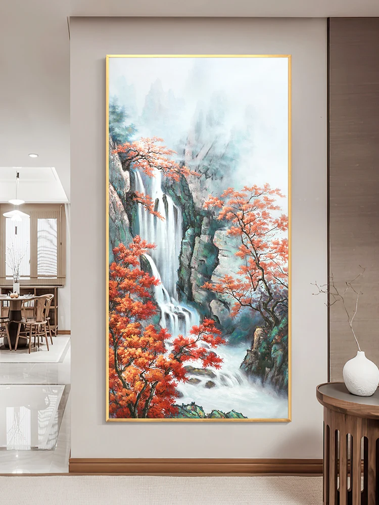 highmax Chinese Style Posters Classical Water Color Hight Mountain Waterfalls Water Color Oil Painting Canvas Wall Art Decor