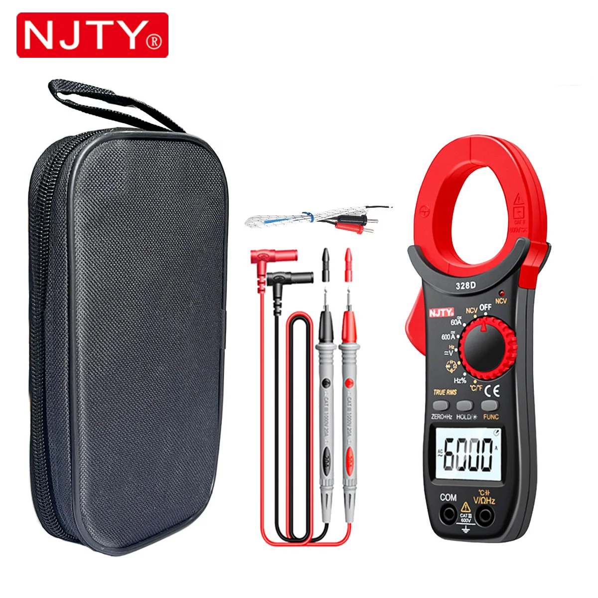 328D 600A AC DC Current Digital Clamp Meter 6000 Counts True RMS Voltage NCV Capacitance Frequency Temperature Tester Multimeter