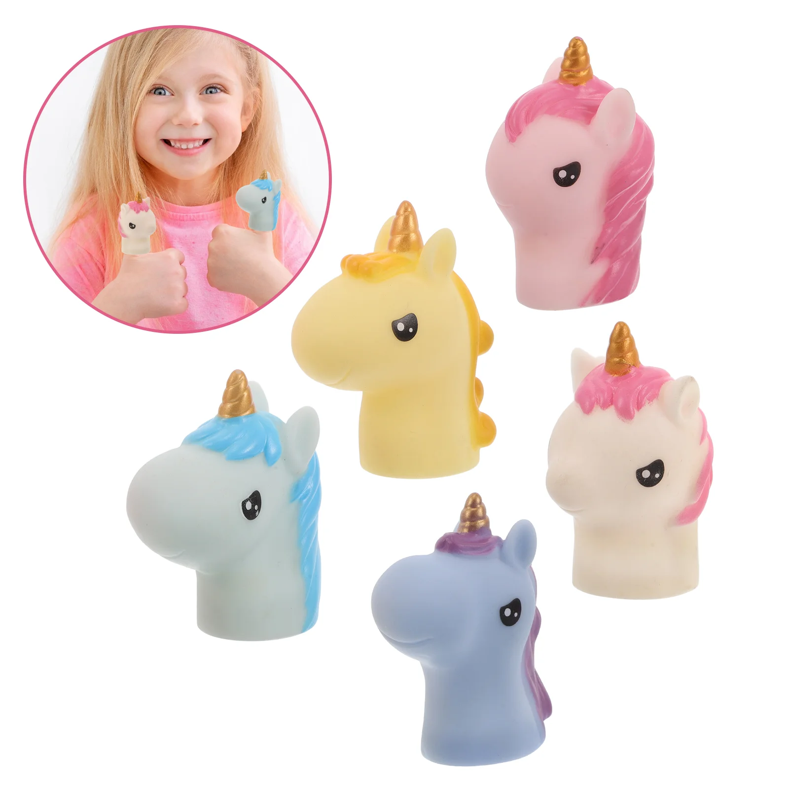 

5 Pcs Unicorn Hand Puppet Toy Party Favor Thumb Toddler Puppets Mini Vinyl Animal Finger