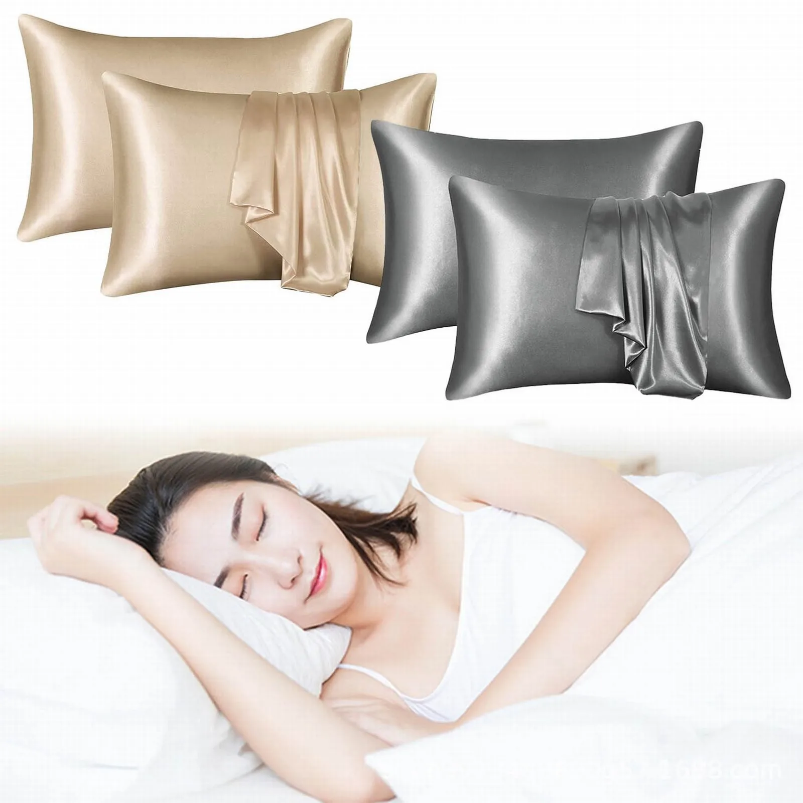 

Flourish Satin Pillowcase Set Silky Pillow Cases For Hair And Skin No Zipper Pillow Cover With Envelope Closure Pillow Case 2pc