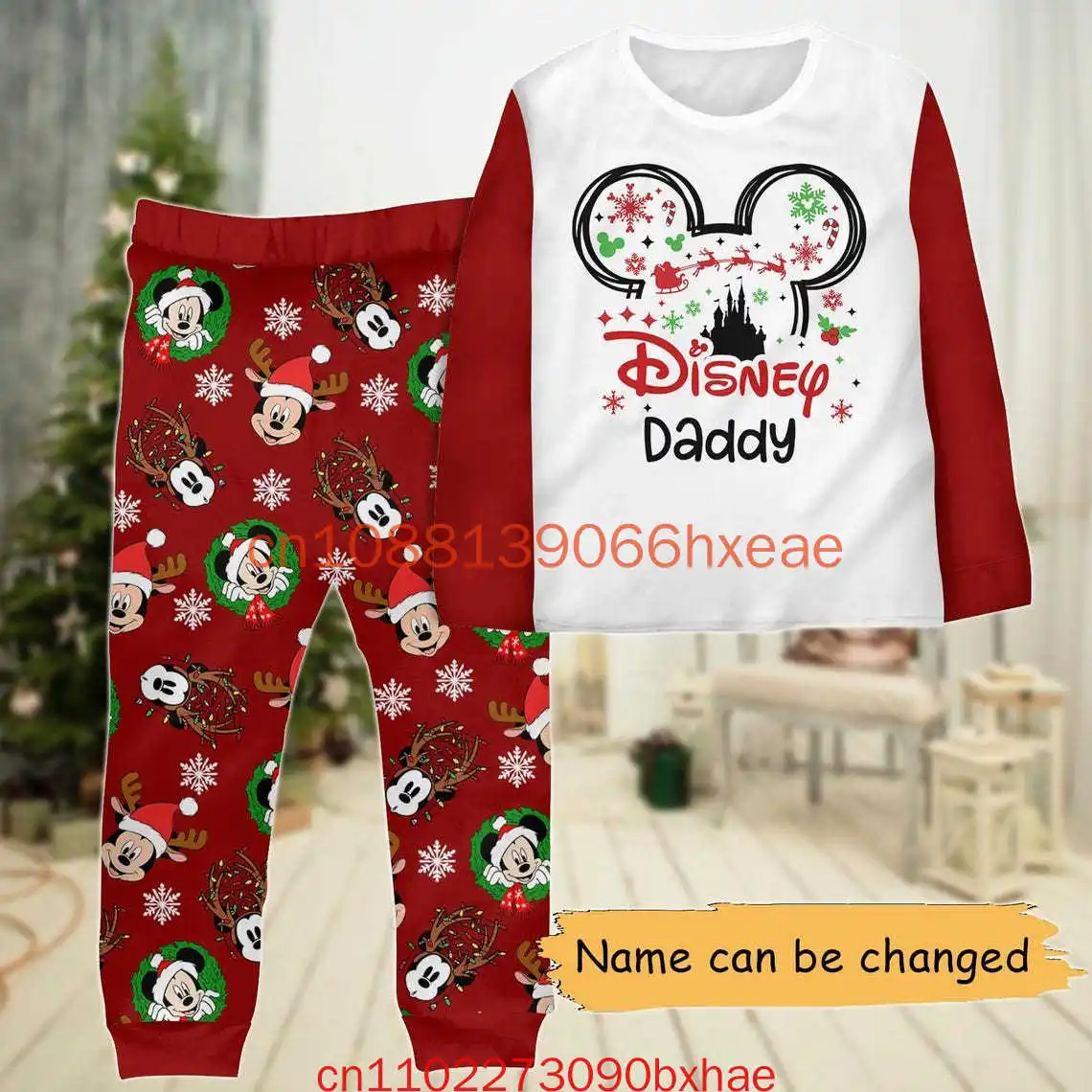Nome personalizado conjunto de pijamas de família de natal do castelo da disney mouse combinando mickey e minnie conjunto de pijama calças