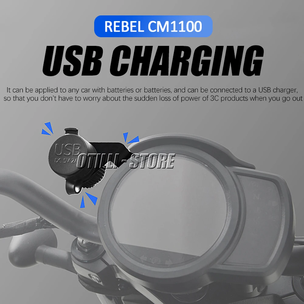 Motorcycle USB Charger For Honda REBEL CM1100 CM 1100 2021 Waterproof Dual USB Quick  Supply Adapter Universal Charge For Phone