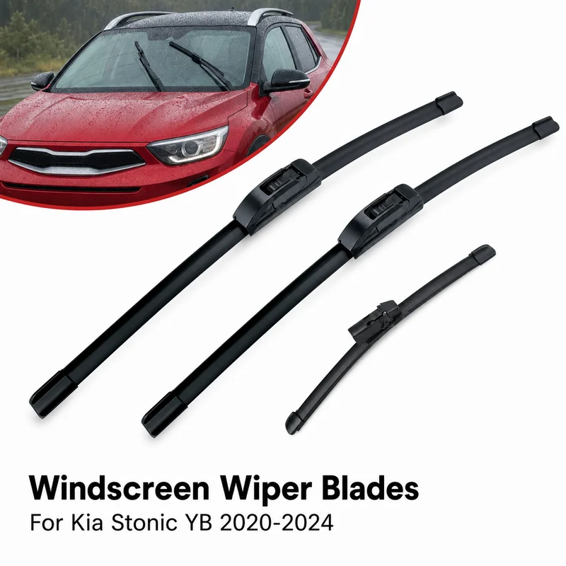 For Kia Stonic YB 2020-2024 Front Rear Windscreen Wiper Blades 3PC Windshield Rain Rubber Brushes Car Accessories