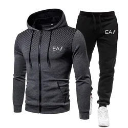 Herrenbekleidung Herbst und Winter Fitness Mode Outdoor Freizeit Sportbekleidung Set Reißverschluss Hoodie + Jogginghose zweiteiliges Set