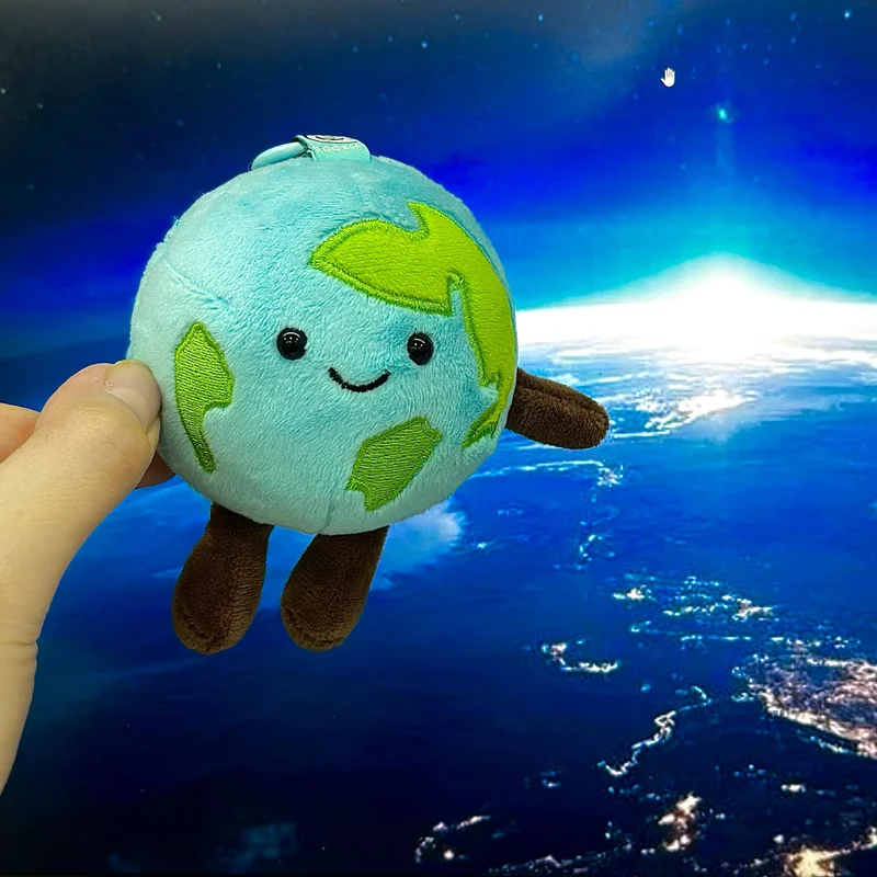 Hot Sale Cute Smile Earth Plush Toys Full Cotton Stuffed Cartoon Earth Pendants Funny Keychain Bags Decor Kawaii Car Interior