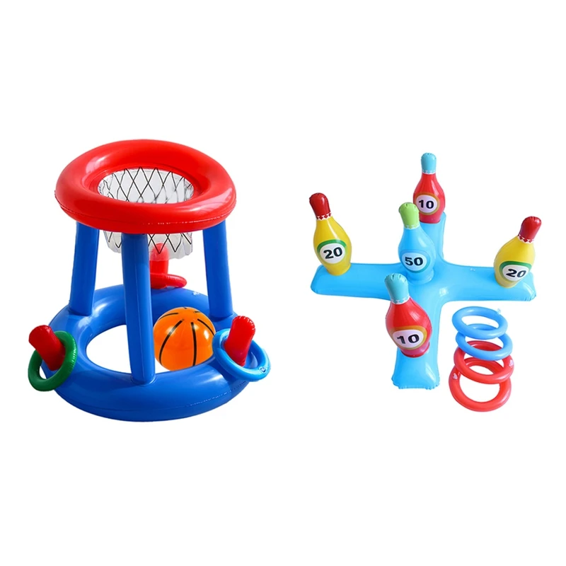 

Inflatable Pool Ring Toss Watersport Inflatable Basketball Hoop Inflatable Ring Toss For Kids Adults Summer Pool