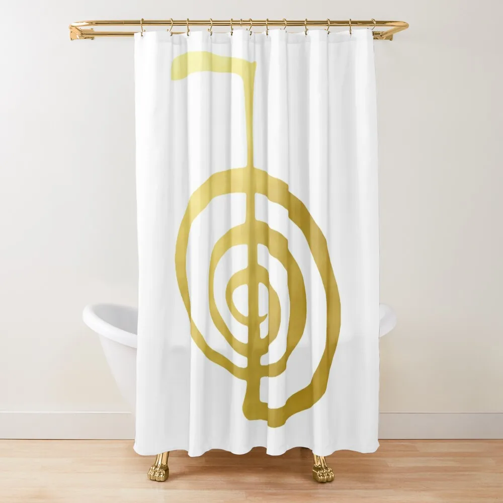 

Reiki healing CHO KU REI The Power Symbol gold spiritual element Shower Curtain Luxury Bathroom Shower Elegant Bathroom Curtain