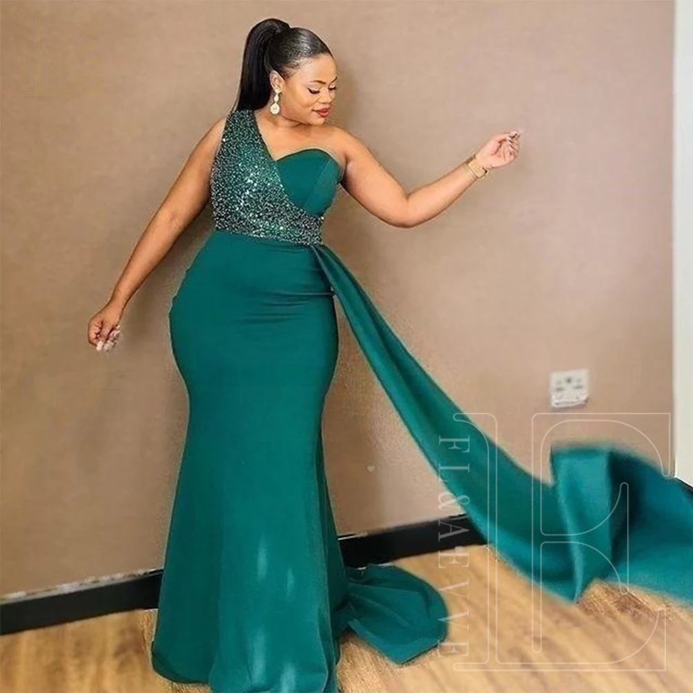 Emerald Green Satin Bridesmaid Dresses Elegant Prom Party Dresses One Shoulder Mermaid Bespoke Occasion Dress Customized