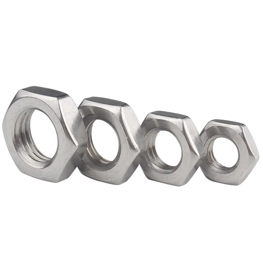 Thin Nuts M6 M8 M10 M12 M14 M16 DIN439 304 Stainless Steel Fine Thread (Pitch 0.75/1/1.25/1.5) Flat Hex Hexagon Thin Jam Nut