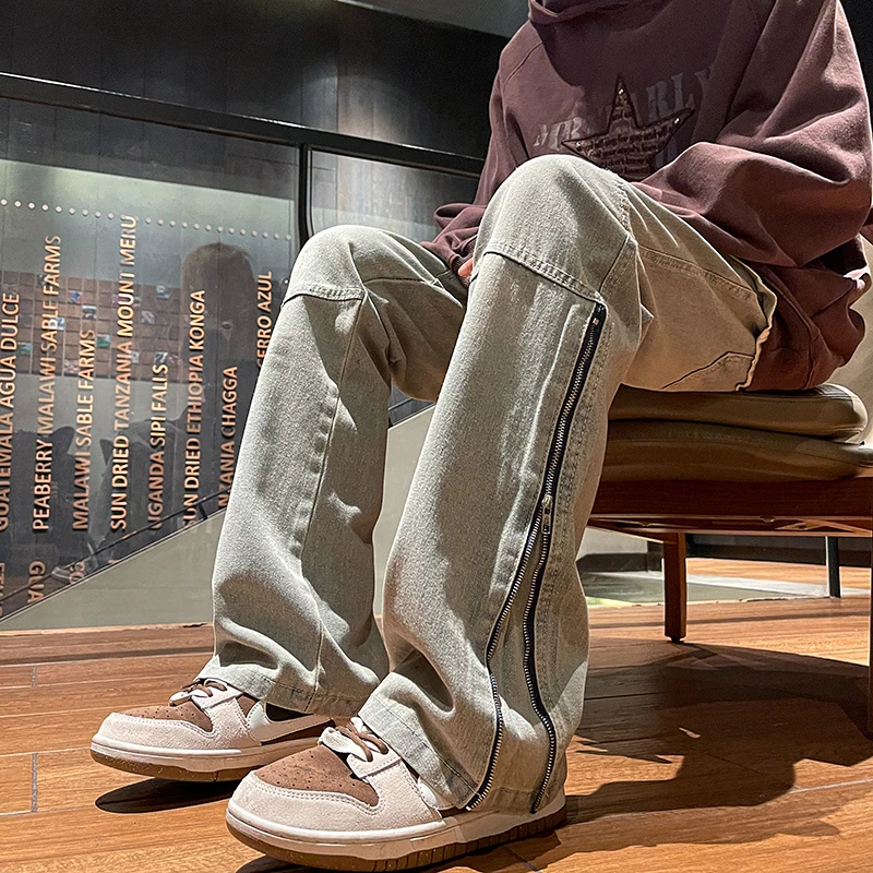 

American Retro Workwear Jeans Men's Straight Leg Handsome High-End Loose Wide Leg Pants Spring Autumn Trendy Brand Jeans