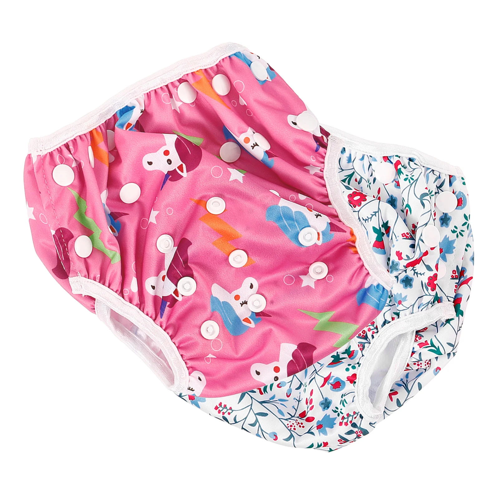 

2pcs Baby Swimming Pants Reusable Cartoon Print Adjustable Training Swimwear Leakproof Soft Newborn Underwear