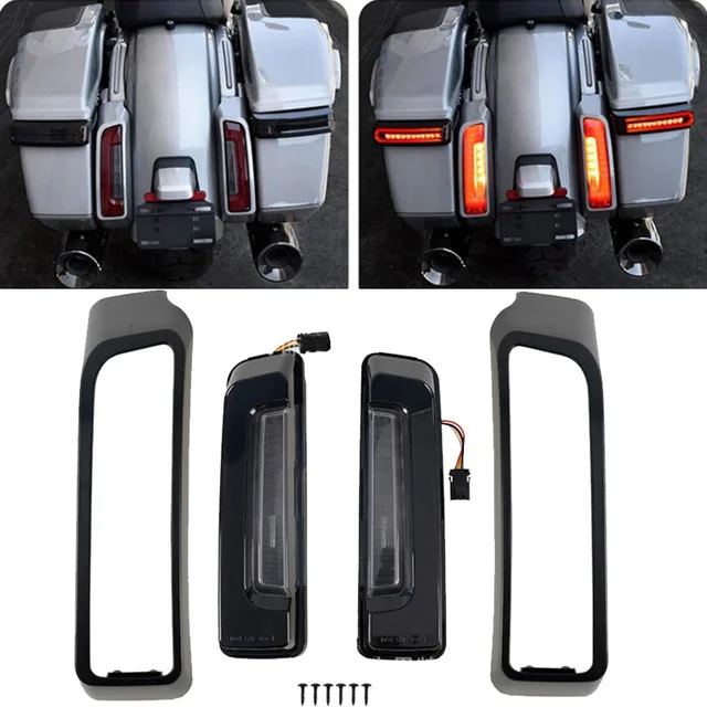 Motocyklowa torba podsiodłowa Światło boczne do Harley Touring Road Glide CVO 2024 Tylny błotnik Lampa hamowania Dym / czerwony kierunkowskaz