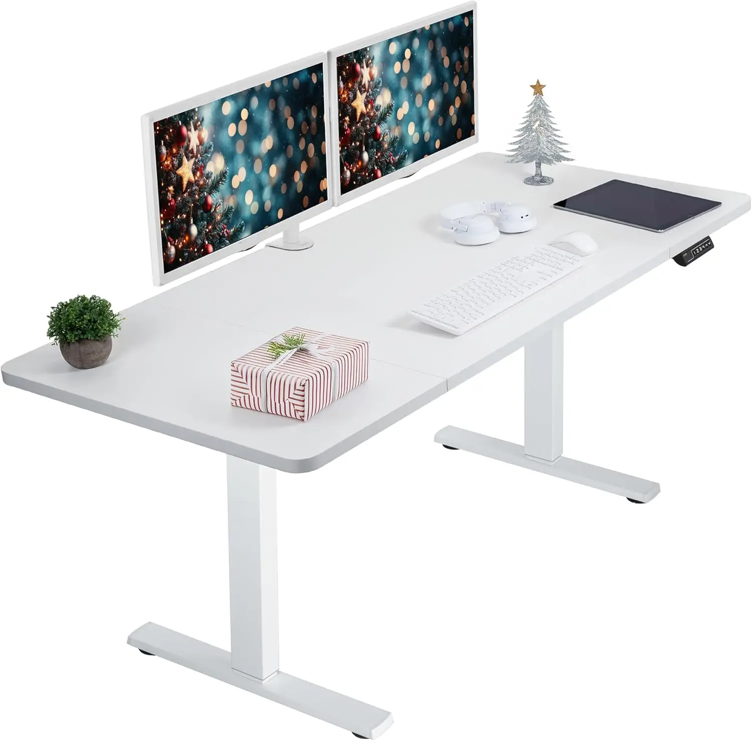 60 x 30 inch Standing Desk Workstation, Memory Controller Height Adjustment, 1B Series, White Top White Frame