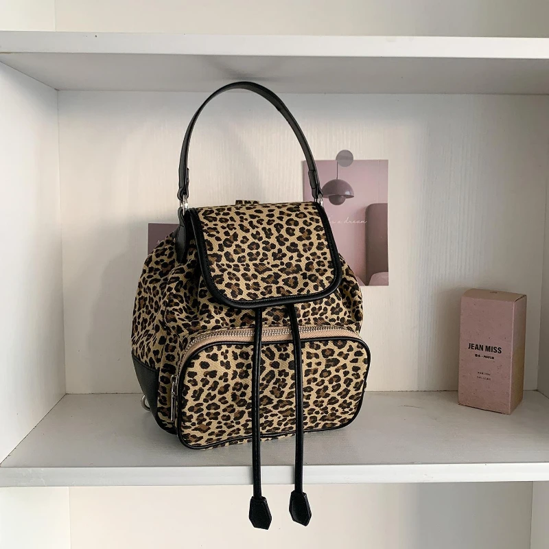 

Fashion Leopard Print Handiness Backpack Comfortable and Versatile Texture Shoulder Bag Student Commuter Simple Storage Bag