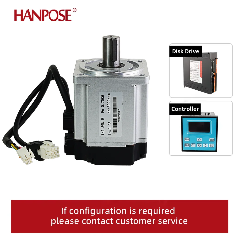 목공 CNC 라우터 0.75KwServo 모터 드라이브 AC200-240V, 5.0A 2.39N.m, 750W, 3000rpm, 80SS75, ASD275 서보 드라이버, 3M 인코더 케이블