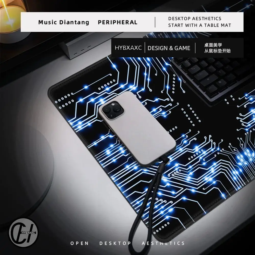 1pc Large Circuit Board Design Gaming Mouse Pad Cute HD Desk Pad Extended Gaming Keyboard Mats Large 100x50cm XXL Gamer Mousepad