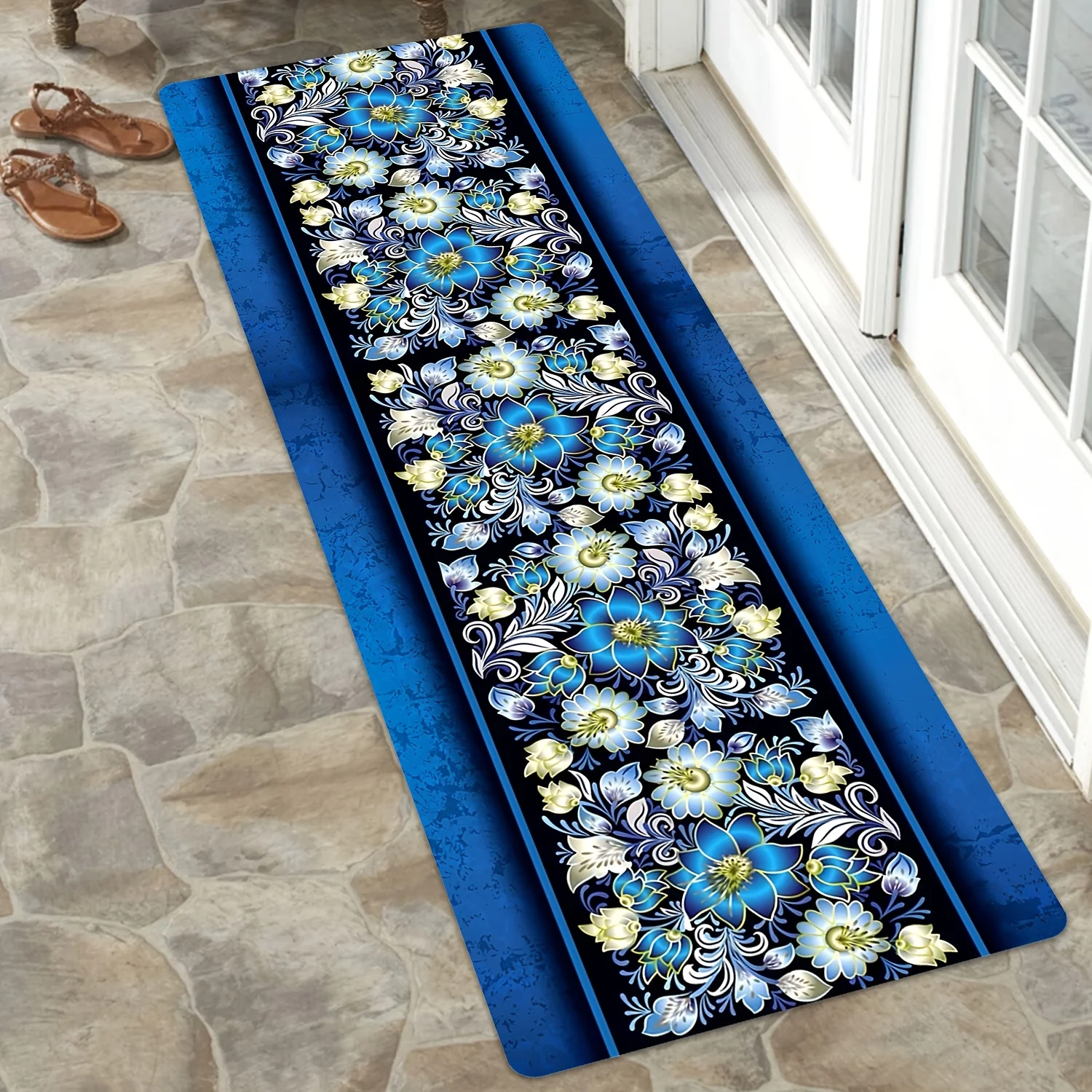 Botanical Fern Mushroom Wildflower Specimen Print Floor Runner Non-Slip Decorative Laundry Room Runner for Nature Inspired