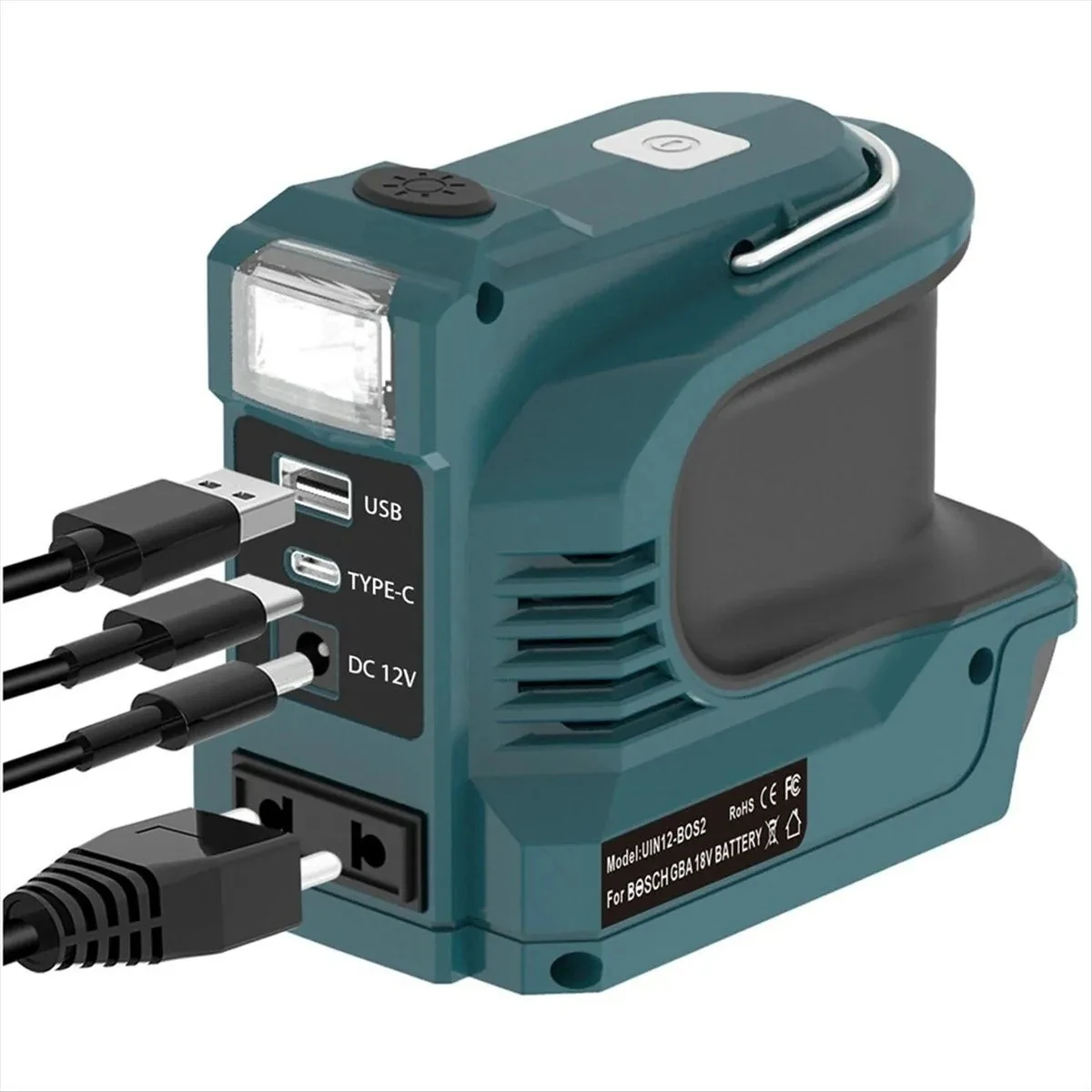 Power Inverter For Bosch Makita Milwaukee Dewalt 18V 20V Battery AC 110V USB C PD3.0 QC3.0 DC 12V Port LED Display Car Adapter