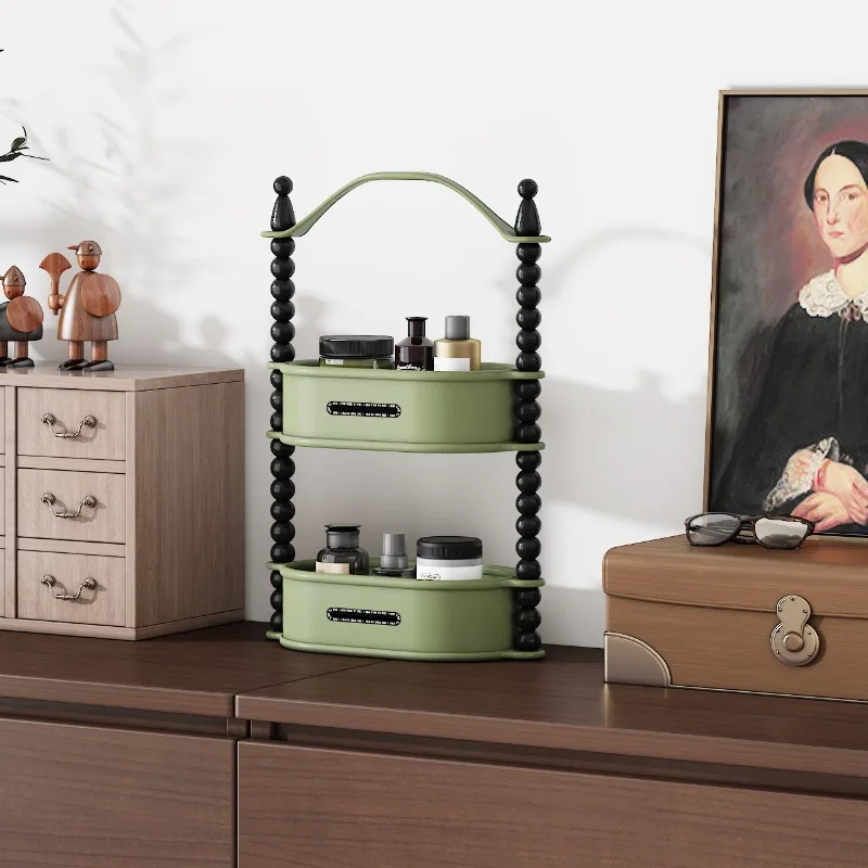 medieval multi-layer storage rack, desktop makeup and skin care products, aromatherapy perfume storage basket, living room