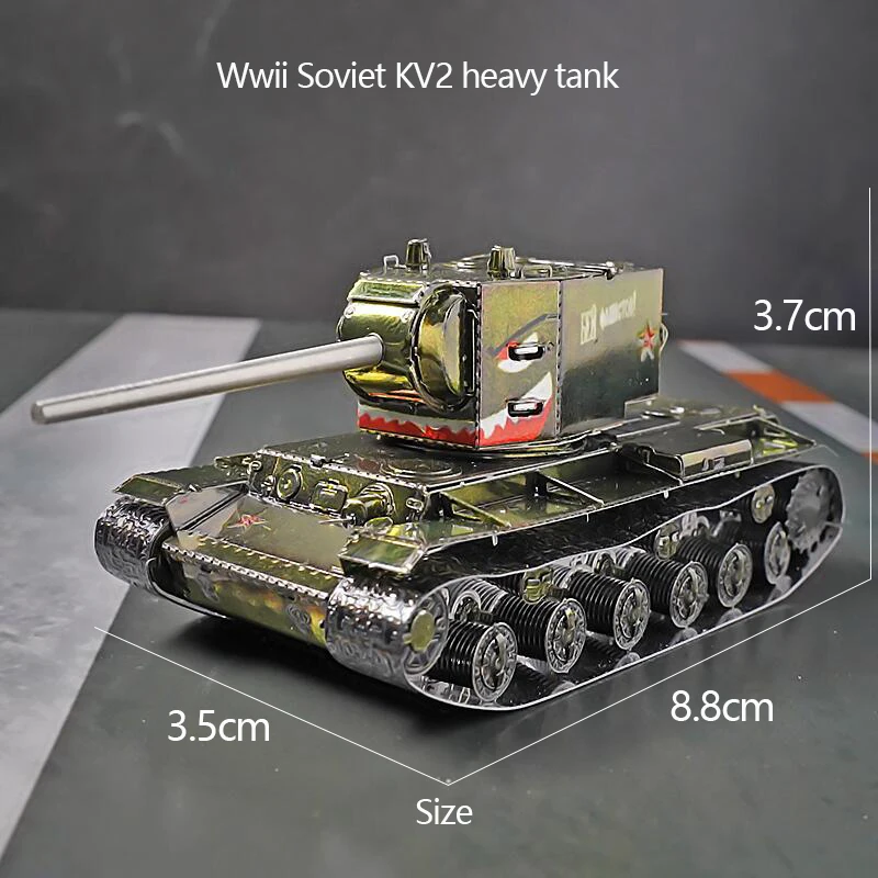 Steel model of the all-metal 3D DIY jigsaw puzzle model of World War II Soviet KV2 heavy tank