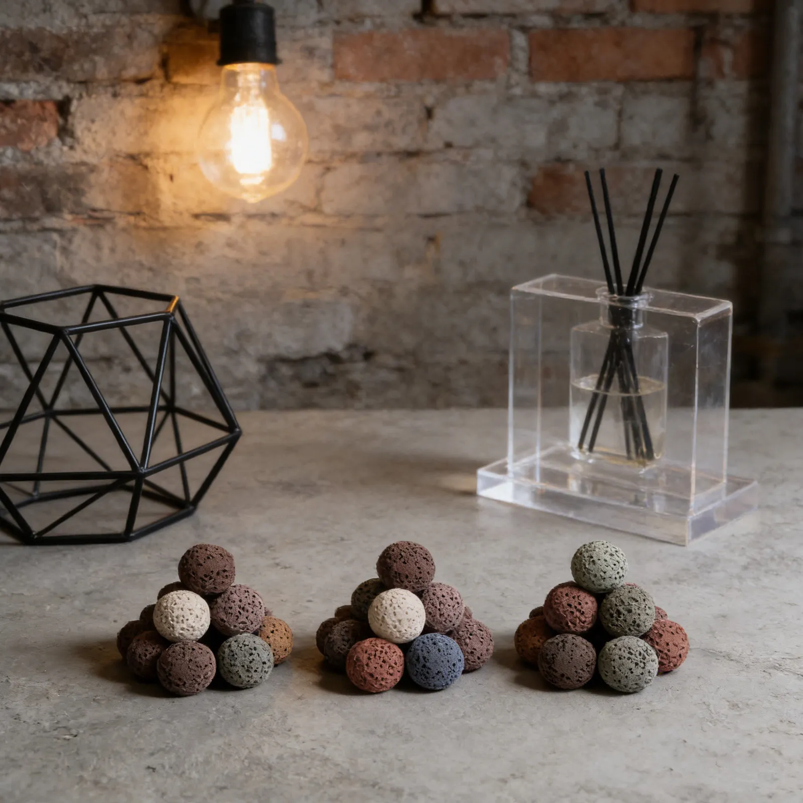 

20Pcs Lava Rock Essential Oil Diffuser 16Mm Portable Stone Aromatherapy Diffuser for Desk Nightstand Car Console Spa and Travel