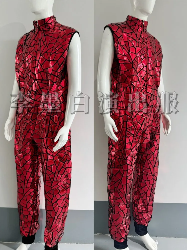 

Custom Mirror Theme Party Jumpsuit Muscle Men And Women Nightclub Bar Gogo One-piece Costume