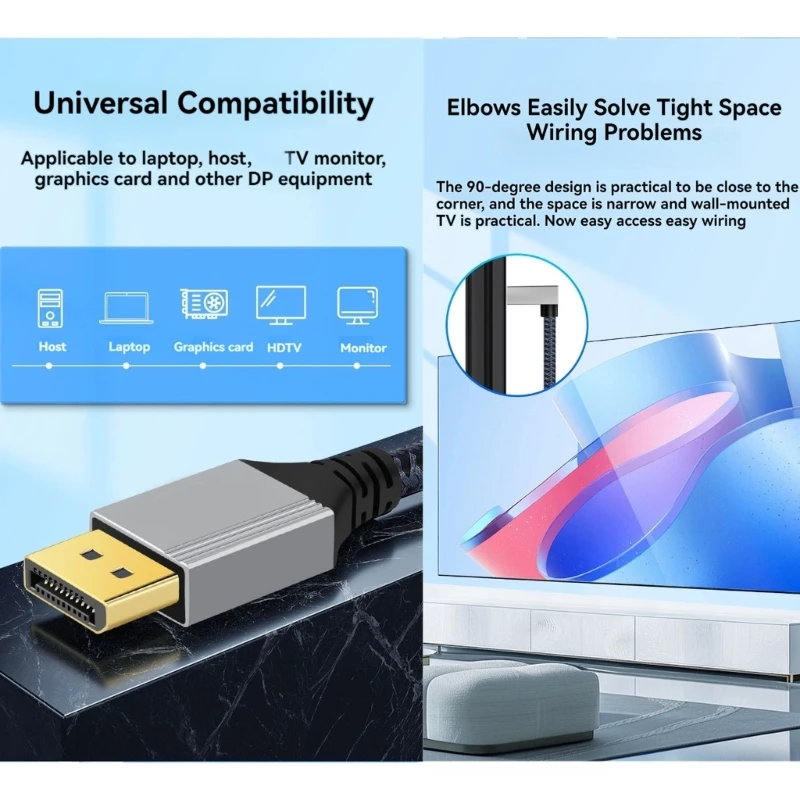 Cable DP1.2 Cable 4K 60Hz DisplayPort Cable vídeo para PC HDTV Proyectores Portátiles