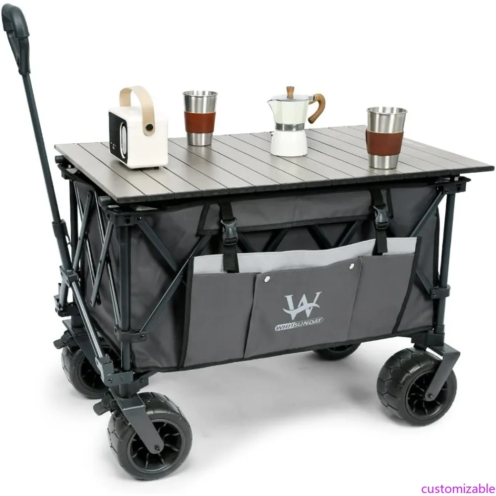 

High-Capacity 400Lbs Folding Utility Wagon with All-Terrain Wheels for Outdoor Activities and Heavy-Duty Use