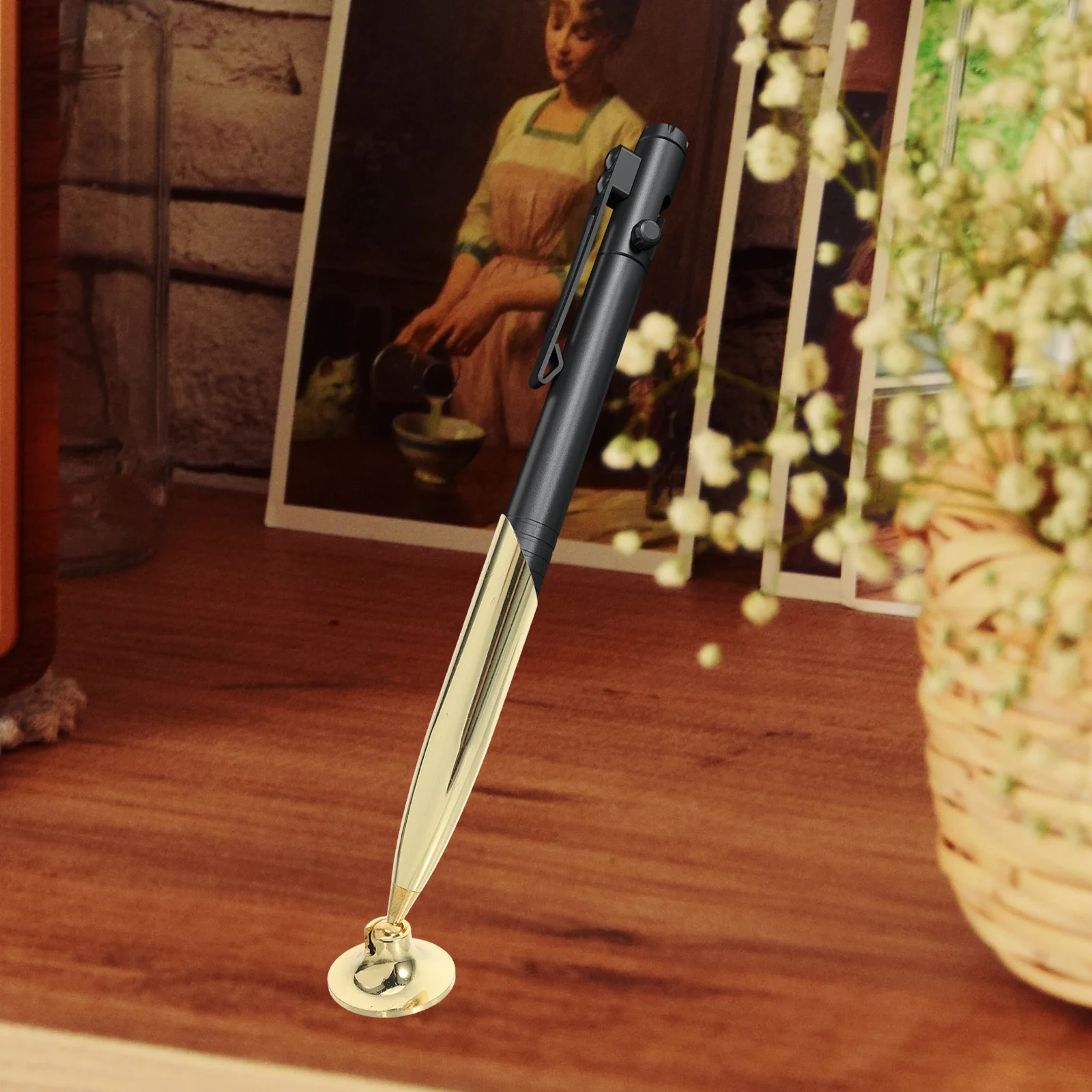 

4pcs Metal Insertion Pen Holder Single Pen Stand Desk Base For Office School Hotel Ballpoint Holder