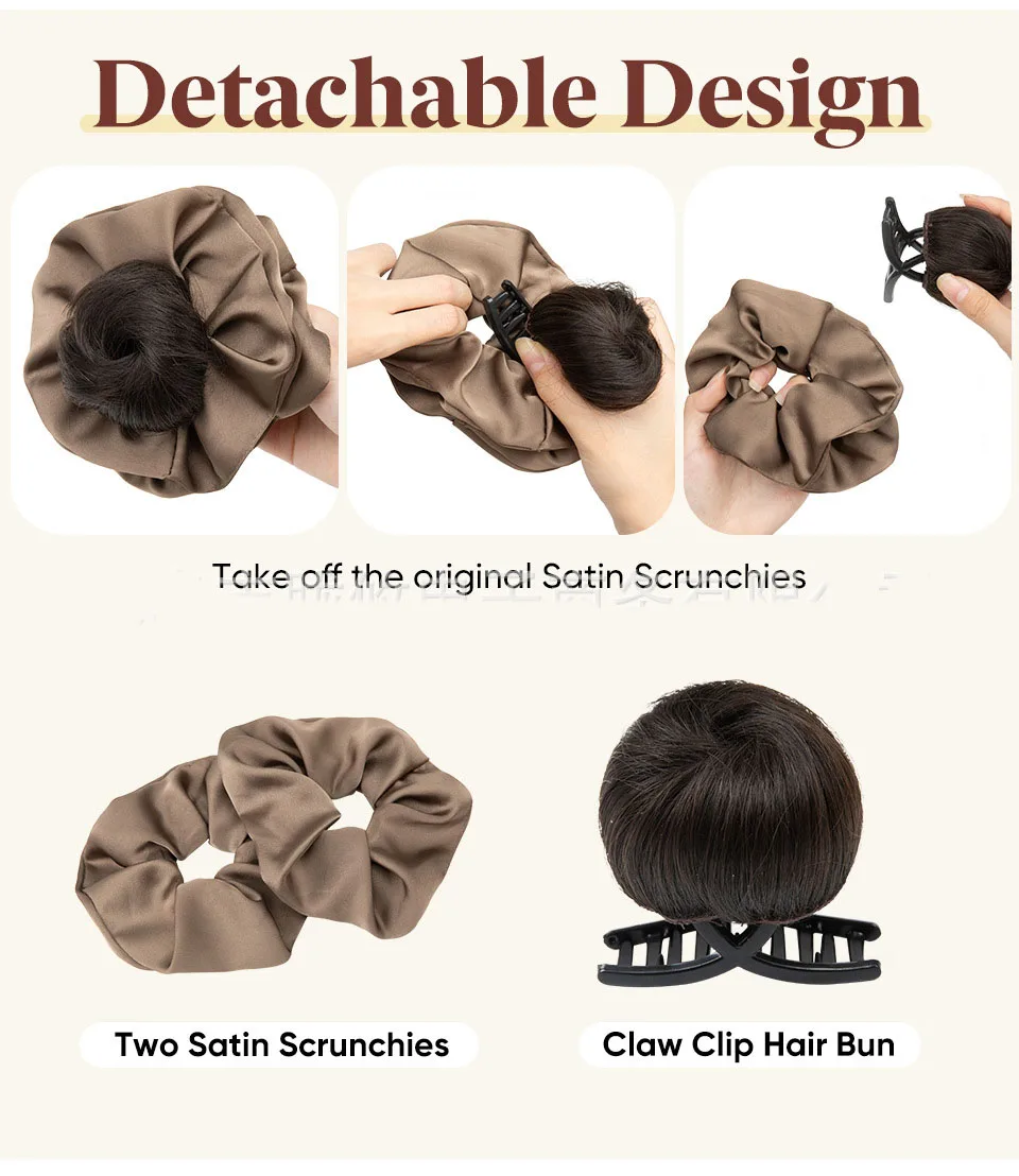 Low Bun Hairstyle, Wig with Female Hair Loop, Gripping Clip, Elegant Hairstyle, Student Style Hair Bun
