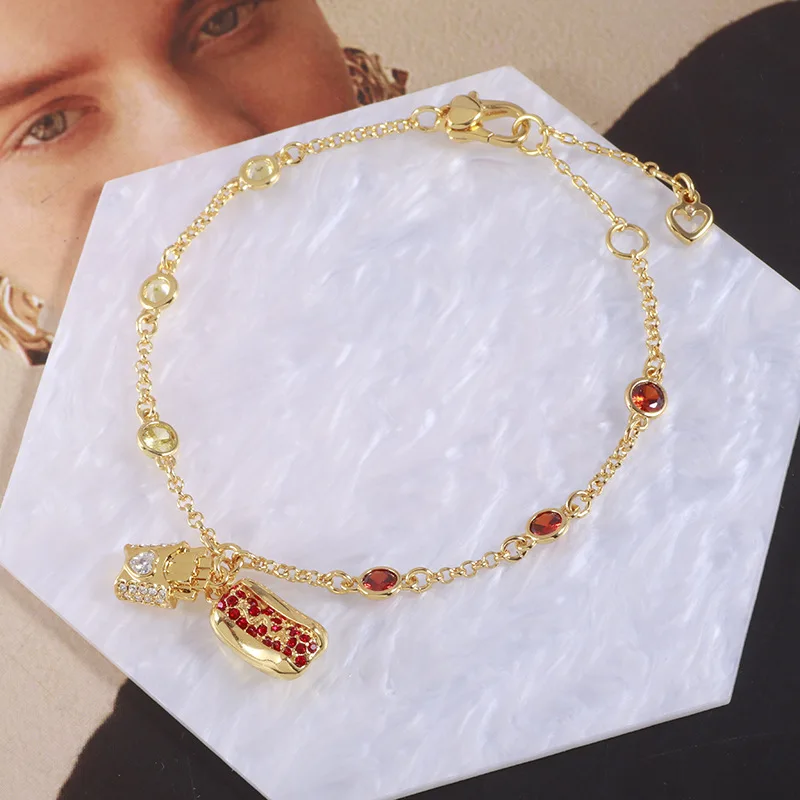 KS اللون الأوروبي والأمريكي بسيط ومتعدد الاستخدامات لطيف متعة الإبداعية هوت دوج البطاطس المقلية التصميم مزاجه سوار