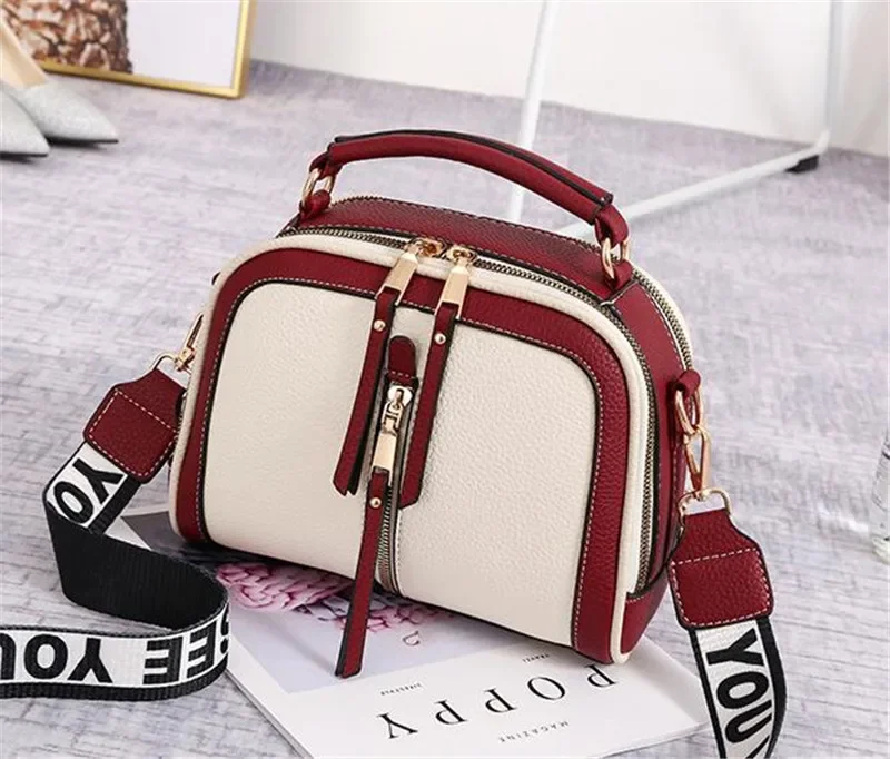 Bolsos de hombro de Color a la moda para mujer, bandoleras cruzadas de cuero PU para mujer, Bolso pequeño con correa ancha