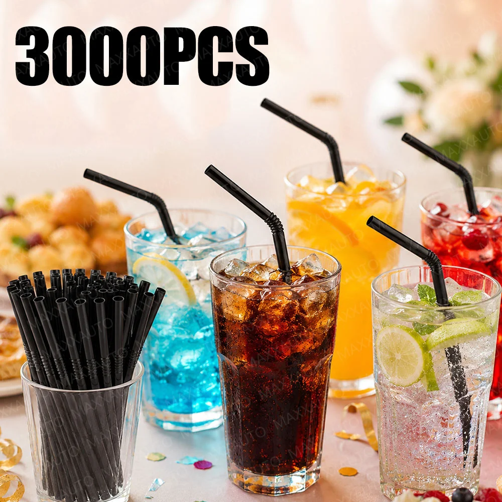 100-3000 Stück Mehrfarbige Strohhalme Flexible Trinkhalme Biologisch Abbaubar Wiederverwendbarer Strohhalm Küche Hochzeit Bar Party Dropshipper