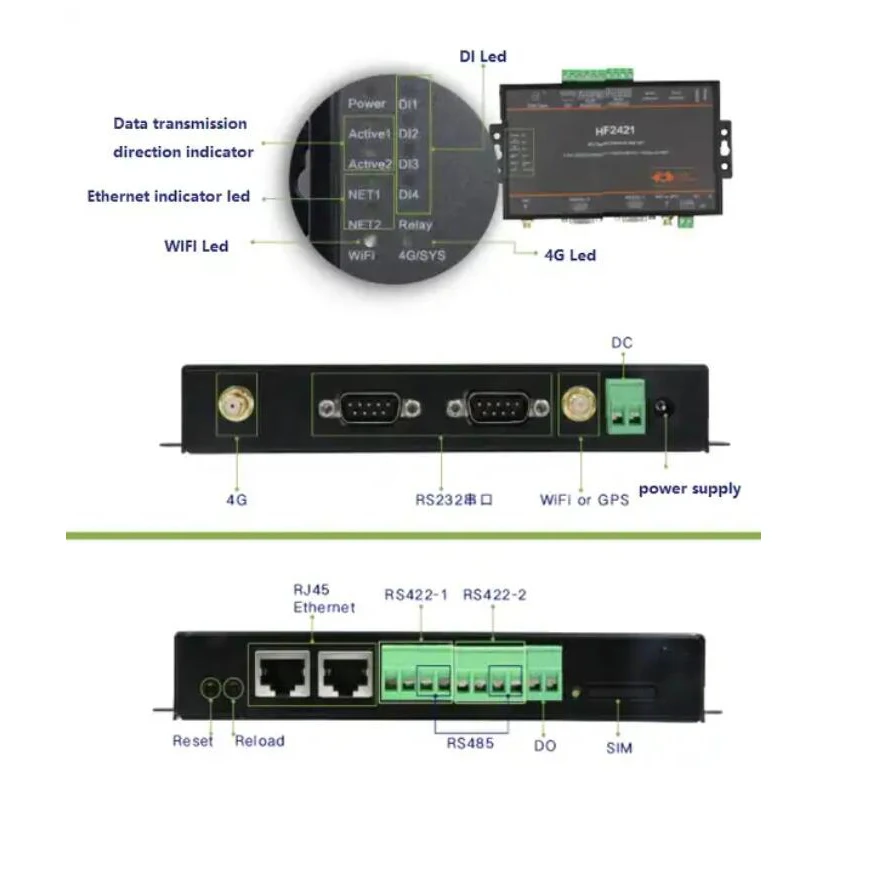 Imagem -03 - Conversor Modbus Wifi Hf2421 4g Mqtt Tcp Gateway ip Iot Ampla Gama Rs232 Rs485 Rs422 Servidor Serial