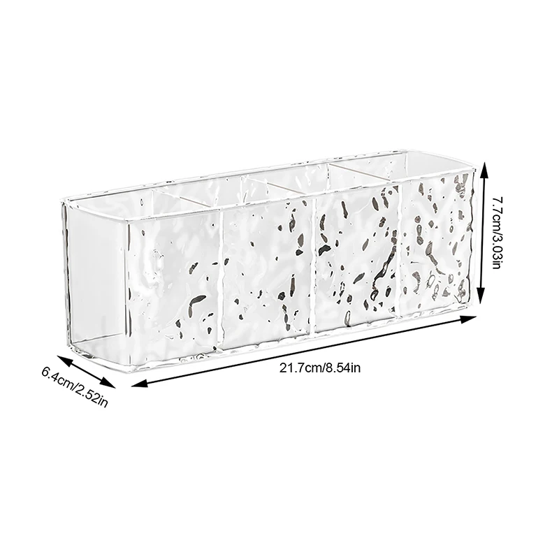 Caixa De Armazenamento De Cosméticos Com 4 Grades, Ondulação De Água, Suporte De Escova De Maquiagem, Organizador De Batom, Lápis De Sobrancelha, Desktop Display Stand